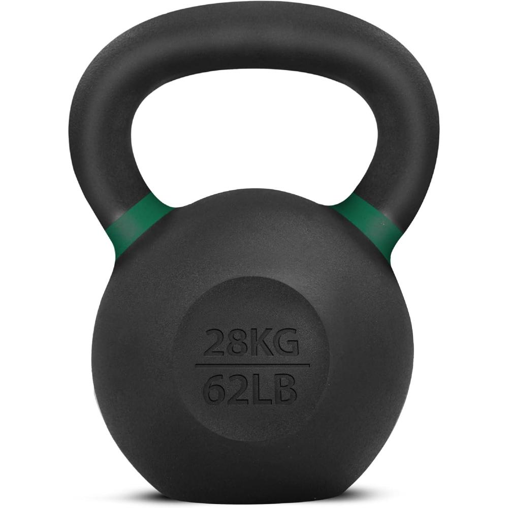 imageYes4All Powder Coated Cast Iron Kettlebell Strength Training Kettlebells Weight Set for Full Body Workout Home GymJ  Mint  28 KG  62 LB Updated