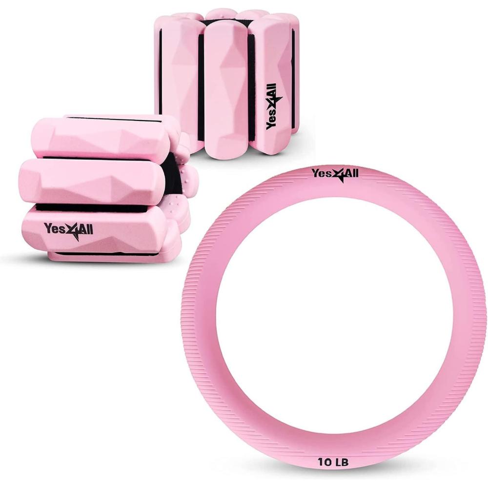imageYes4All Power Ring 10lbs Weight Ring Weighted Circle Kettlebell for Yoga Exercise Aerobics Home Fitness Core TrainingC Pink  Power ring  Silicon Wrist Weight