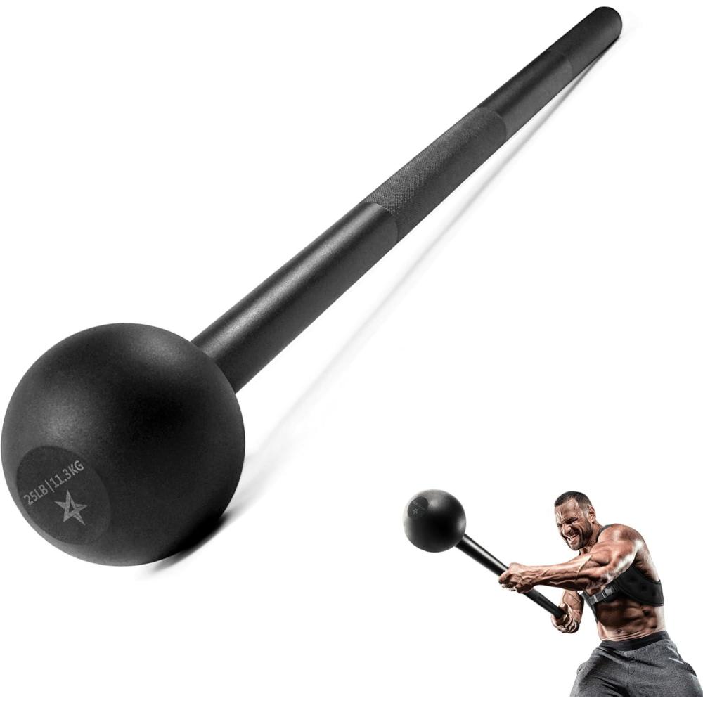 imageYes4All Steel Mace Bell for Strength Training Support Full Body Muscles Shoulder Grips ampamp Forearms Workouts Stretching 5 7 10 15 20 25 30 LB For Woman ampamp ManF Black 25lbs