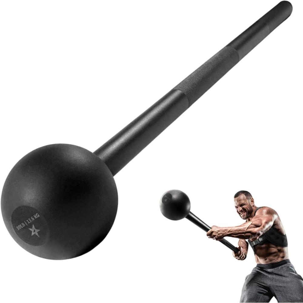 imageYes4All Steel Mace Bell for Strength Training Support Full Body Muscles Shoulder Grips ampamp Forearms Workouts Stretching 5 7 10 15 20 25 30 LB For Woman ampamp ManG Black 30lbs