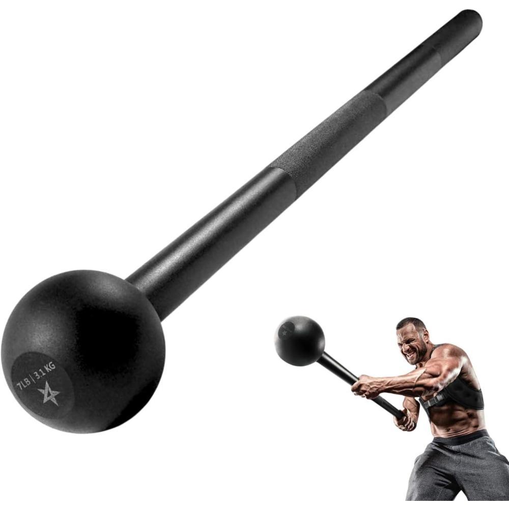 imageYes4All Steel Mace Bell for Strength Training Support Full Body Muscles Shoulder Grips ampamp Forearms Workouts Stretching 5 7 10 15 20 25 30 LB For Woman ampamp ManB Black 7lbs
