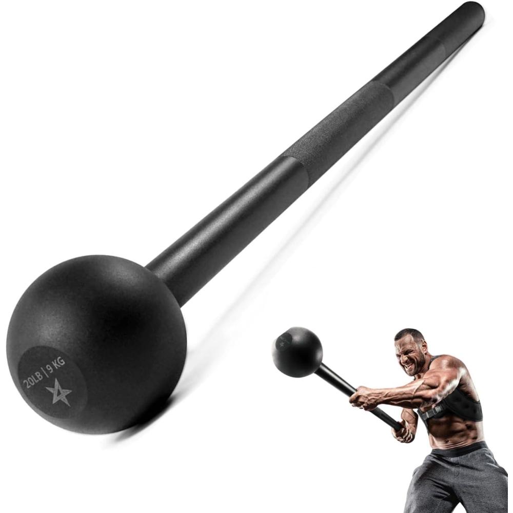 imageYes4All Steel Mace Bell for Strength Training Support Full Body Muscles Shoulder Grips ampamp Forearms Workouts Stretching 5 7 10 15 20 25 30 LB For Woman ampamp ManE Black 20lbs