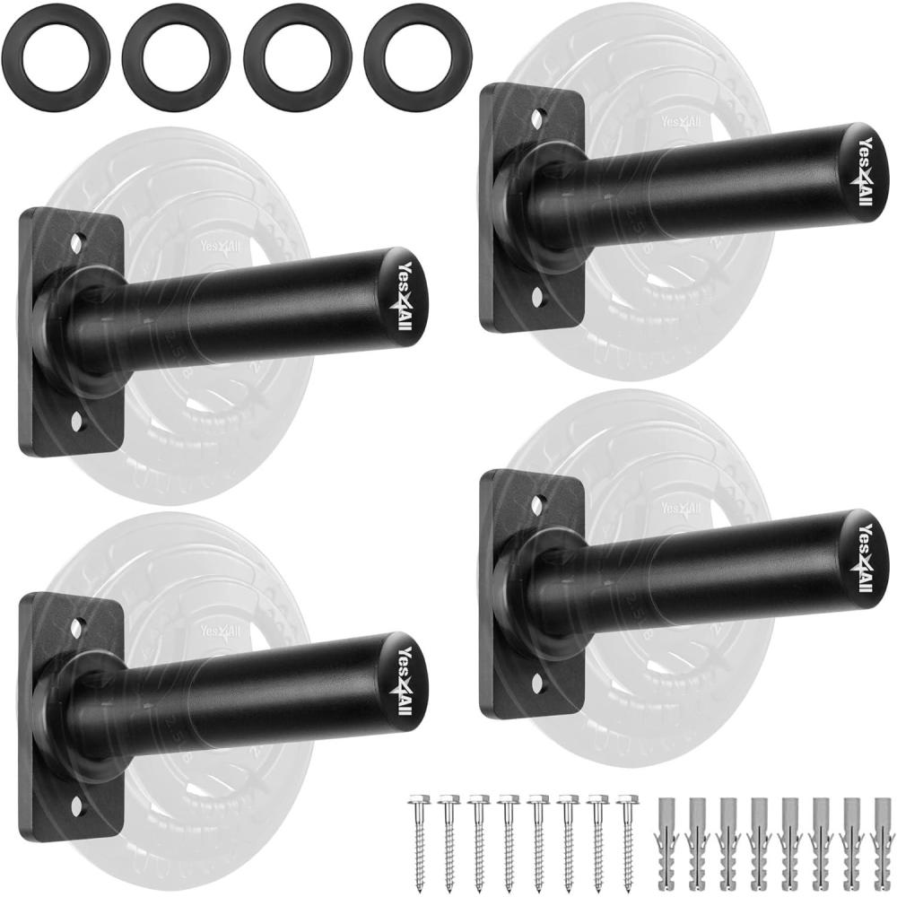 imageYes4All Wall Mounted Weight Plate Holder  Fit 2inch Olympic Weight Plates Protective Rubber PadB Set Weight Plate Holder  4pcs