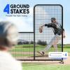 Anova L Screen Baseball Net for Batting and Pitching with 2 Basic Baseballs and Carry Bag Included, Baseball & Softball Screen, 7x7ft with Wheels Pitching Net, Black