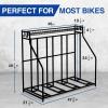 YES4ALL 4-Bike Stand, Bike Storage Rack, Bicycle Floor Rack for Garage Organizer, Indoor Sporting Gear Storage Station(A. Black)