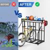 YES4ALL 4-Bike Stand, Bike Storage Rack, Bicycle Floor Rack for Garage Organizer, Indoor Sporting Gear Storage Station(A. Black)