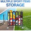 YES4ALL Rolling Ball Cart Storage with Lockable Wheels Volleyball Basketball Holder, Toy Balls Bin, Garage Cage, Storage Racks, Sports Equipment Organizer, Ball Rack for Outdoor Indoor Use(Ball Storage)