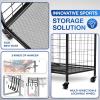 YES4ALL Sports Equipment Garage Organizer, Garage Ball Storage, Ball Cart, Ball Rack, Garage Organizer for Garage with Basket and Hooks, Rolling Sports Ball Storage Cart for Indoor/Outdoor Use, Steel