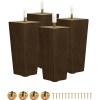 Yes4All 6 Inches Square Wood Furniture Legs Set of 4 – Wooden Replacement Feet for Couch, Bed, Bench – Adjustable Sofa, Ottomans Tapered Leg with Leveler – Brown Rubber Wood Parts for Table, Chair(Square Brown)