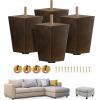 Yes4All 6 Inches Square Wood Furniture Legs Set of 4 – Wooden Replacement Feet for Couch, Bed, Bench – Adjustable Sofa, Ottomans Tapered Leg with Leveler – Brown Rubber Wood Parts for Table, Chair(Square Brown)
