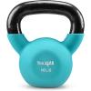 Yes4All Kettlebell – 5, 10 & 15 LB Neoprene Coated Cast Iron Kettlebells, Wide Grip Handle & Flat Bottom for Swings, Squats, Deadlifts, Push Ups & Full Body Training at Home Gym
