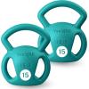 Yes4All Kettlebell, Strength Training Kettlebells for Women, Wide Multi-grip Textured Handle for Home Gym Exercises & Full Body Workout, Single 5–25 lb & Set of 10-15 lb(C. 15LB – Green)