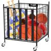 YES4ALL Rolling Ball Cart Storage with Lockable Wheels Volleyball Basketball Holder, Toy Balls Bin, Garage Cage, Storage Racks, Sports Equipment Organizer, Ball Rack for Outdoor Indoor Use(Ball Storage)