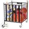YES4ALL Rolling Ball Cart Volleyball Basketball Holder, Toy Balls Bin for Garage Cage, Storage Racks with Lockable Wheels, Sports Equipment Organizer, Ball Rack for Outdoor Indoor Use