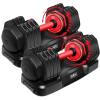 Yes4All 25/55LB Adjustable Dumbbells Pair/Single, 5-in-1 Dumbbells Adjustable Weights with Anti-Slip Handle & Sturdy Prolocks(55LBS – Pair – Red Grip)