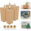 Yes4All 4.5 Inches Square Wood Furniture Legs Set of 4 – Wooden Replacement Feet for Couch, Bed, Bench – Adjustable Sofa, Ottomans Tapered Leg with Leveler – Nature Rubber Wood Parts for Table, Chair(Natural)