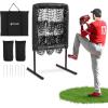Yes4All 9 Hole Pitching Net, Pre-Installed Pitching Target & U Frame Foam-Padded, 4-Height Adjustable Pitching Net with Strike Zone Upgraded Bungee Cord, 2 Sandbags & 4 Ground Stakes Included