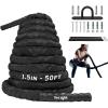Yes4All Battle Ropes, Workout Rope with Cover, Steel Anchor & Strap Included, Heavy Ropes for Exercise Training – 1.5/2 Inch Diameter, 30, 40, 50 Ft Length(1.5in – 50ft)