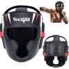 Yes4All Extreme Full Face Boxing Headgear, Adjustable Sparring Headgear, Martial Arts Helmet with PU Leather for Muay Thai, MMA Training, Sparring, Kickboxing(Black)