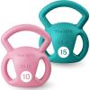 Yes4All Kettlebell, Strength Training Kettlebells for Women, Wide Multi-grip Textured Handle for Home Gym Exercises & Full Body Workout, Single 5–25 lb & Set of 10-15 lb(F. 10 – 15LB (Pink+Green))
