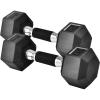 Yes4All Rubber Grip Encased Hex Dumbbells – Hand Weights With Anti-Slip 5-50 LBS Pair/Set(10 Pounds – Pair (Black))