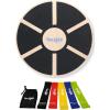 Yes4All Versatile Wooden Wobble Balance Trainer Board with 360 Degree Rotation(J. Combo Wooden Balance Board + Resistance Bands)
