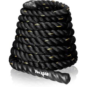 Yes4All 1.5/2 Inch Battle Ropes with Extra Protective Sleeve, Workout Ropes for Cross-Training Home Gym & Fitness Exercises, Strength Training – 30,40,50 Feet Lengths Available(C. 1.5in – 50ft)
