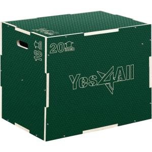 Yes4All 3 in 1 Non-Slip Wooden Plyo Box, Step Up Box for Workout, Plyometric Jump Box for Skipping, Jumping, Lunges, Squats, Dips(E. Green – Updated version)