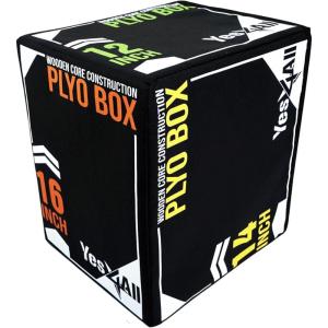 Yes4All 3-in-1 Soft-Padded Plyo Box With Wooden Core, Non-Slip Multi-Use Cushioned Plyometric Jump Box with Vinyl Cover for Jumping, Conditioning, Strength Training(A. Black Version)