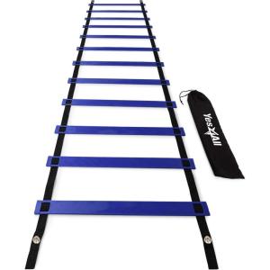Yes4All Agility Ladder Speed Training Equipment, Adjustable Football Ladder for All Ages with Carry Bag, Durable, Portable, Multiple Colors & Rungs(E. 12 rung – Blue)