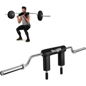 Yes4All Anti-Slip Squat Bar Attachment 1000LB Capacity/Fitness Squat Olympic Bar, Comfortable Neck Pad and Shoulder Pads, Extra Handle for Free Weights Strength Training & Bodybuilding