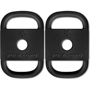 Yes4All Cast Iron Rucking Weight with 2″ Center Hole, Training Weight Plate with Upgraded Rounded Handle for Weighted Walking, Lifting, Rucking & Tactical Strength Training – US Patented Design(B. 2x20LB (Set of 2))