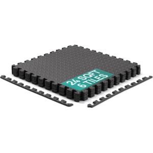 Yes4All EVA Interlocking Mats, Puzzle Floor Tiles, Foam Floor Padding with Border for Furniture, Home Space, Living Room, Garage 24 SQFT
