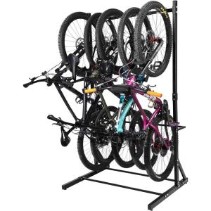 Yes4All Freestanding Bike Storage Rack, 300 Lbs 5 Levels Sturdy Steel Vertical Bike Rack, Bike Racks for Home and Garage Organizer, Indoor/Outdoor Bike Storage Rack(B. Upgraded Bike Rack)