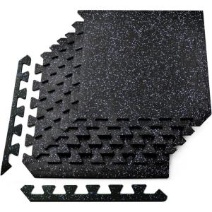 Yes4All Heavy Duty 100% High Density Rubber Floor Tiles Interlocking Mat(Blue Dot)
