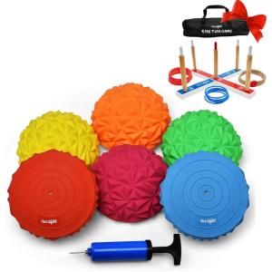 Yes4All Hedgehog Balance Pods for Exercise, Core Body Balancing, Balance Pods for Youth & Adults with Hand Pump – Set of 6