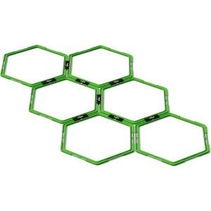 Yes4All Hex Agility Rings/Speed Rings with Carrying Bag – Hexagon Rings, Agility Hurdles for Agility Footwork Training(C. Neon Green – 6 Rings)