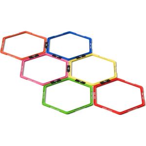 Yes4All Hex Agility Rings/Speed Rings with Carrying Bag – Hexagon Rings, Agility Hurdles for Agility Footwork Training(E. Colorful – 6 Rings)