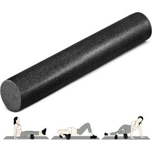 Yes4All High-Density Round Back Roller Foam, Exercise Foam Roller for Yoga, Pilates & Stretching – 12, 18, 24, 36 inch(Black)