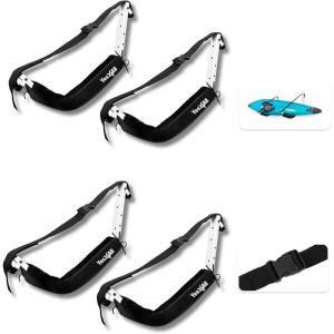 Yes4All Kayak Storage Hooks, Heavy-Duty Premium Foam Padded Surfboard Wallmount Rack, Set of 2 SUP Paddle Board Rack Hold up to 125 Lbs/Canoe, Bike, Kayak Storage Hook Indoor & Outdoor Hangers,Black(B. 2 LEVELS – 2 PAIRS)
