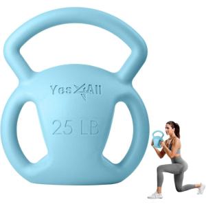 Yes4All Kettlebell, Strength Training Kettlebells for Women, Wide Multi-grip Textured Handle for Home Gym Exercises & Full Body Workout, Single 5–25 lb & Set of 10-15 lb(E. 25LB – Blue)