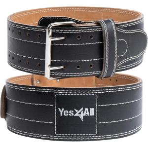 Yes4All Leather Weightlifting Belt – Premium 100% Genuine Leather Gym Belt for Heavy Lifting, Squats, Deadlifts, and More – Unisex Design(Large)