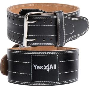 Yes4All Leather Weightlifting Belt – Premium 100% Genuine Leather Gym Belt for Heavy Lifting, Squats, Deadlifts, and More – Unisex Design(Small)