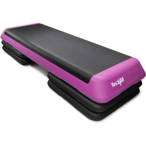 Yes4All Multi-Functional Aerobic Step Platform Adapter/Versatile Stepper Platform With Pilate Bar And Resistance Band(Pink Black)