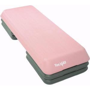 Yes4All Multi-Functional Aerobic Step Platform Adapter/Versatile Stepper Platform With Pilate Bar And Resistance Band(Pink/Grey)