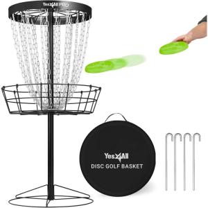 Yes4All PRO Disc Golf Basket, Heavy-Duty 24 Chain Portable Frisbee Golf Baskets Target Set for Professional Disc Golfer