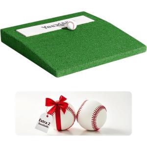 Yes4All Portable Pitching Mound and 2 Baseballs, Pitchers Mound Baseball, Softball Pitching Mound with Antifade Turf and Regulation Pitching Rubber 30 x 30 x 4 Inch for Indoor and Outdoor.