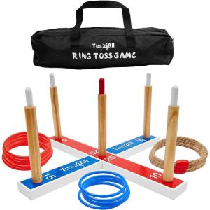 Yes4All Ring Toss Wall Game/Indoor & Outdoor Game for Adults, Camping, Party(F. Natural wood)