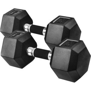 Yes4All Rubber Grip Encased Hex Dumbbells – Hand Weights With Anti-Slip 5-50 LBS Pair/Set(30 Pounds – Pair (Black))