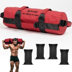 Yes4All Sandbags for Working Out, Adjustable Sand Bags for Weight Training with Handles, Multiple Colors & Sizes 5-200lbs